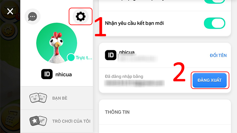 Chọn đăng xuất